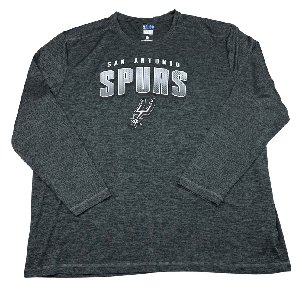 NBA San Antonio Spurs Long Sleeve Performance Shirt Grey Mens 3XL TX3 Cool